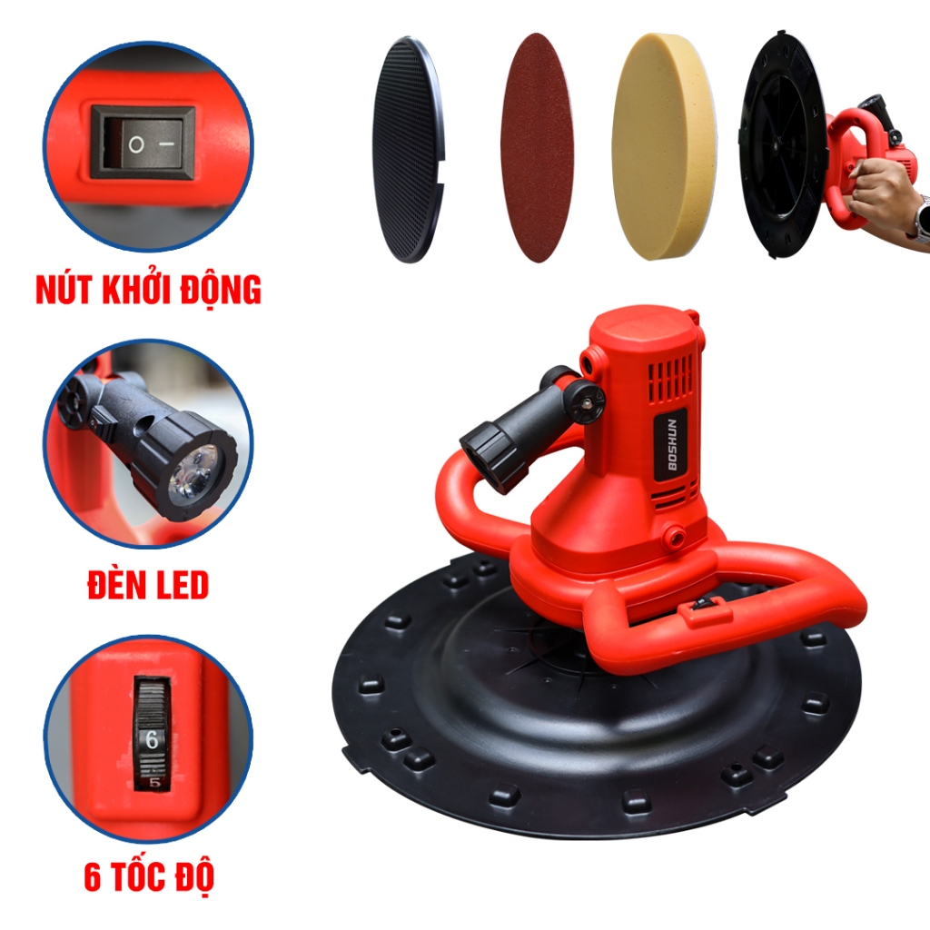 M&aacute;y Xoa Vữa Ch&aacute;t Tường BOSHUN BS-XV1680, C&ocirc;ng Suất 1680W - 6 Tốc Độ - Xoa Vữa, Khuấy Sơn, Ch&agrave; Nh&aacute;m Hot